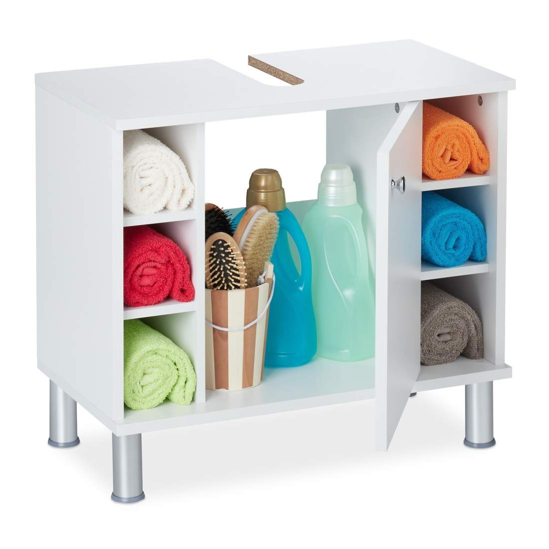 Vitt badrumsskåp med dörr och öppna hyllor | Hem & Hobby | Pryloteket
