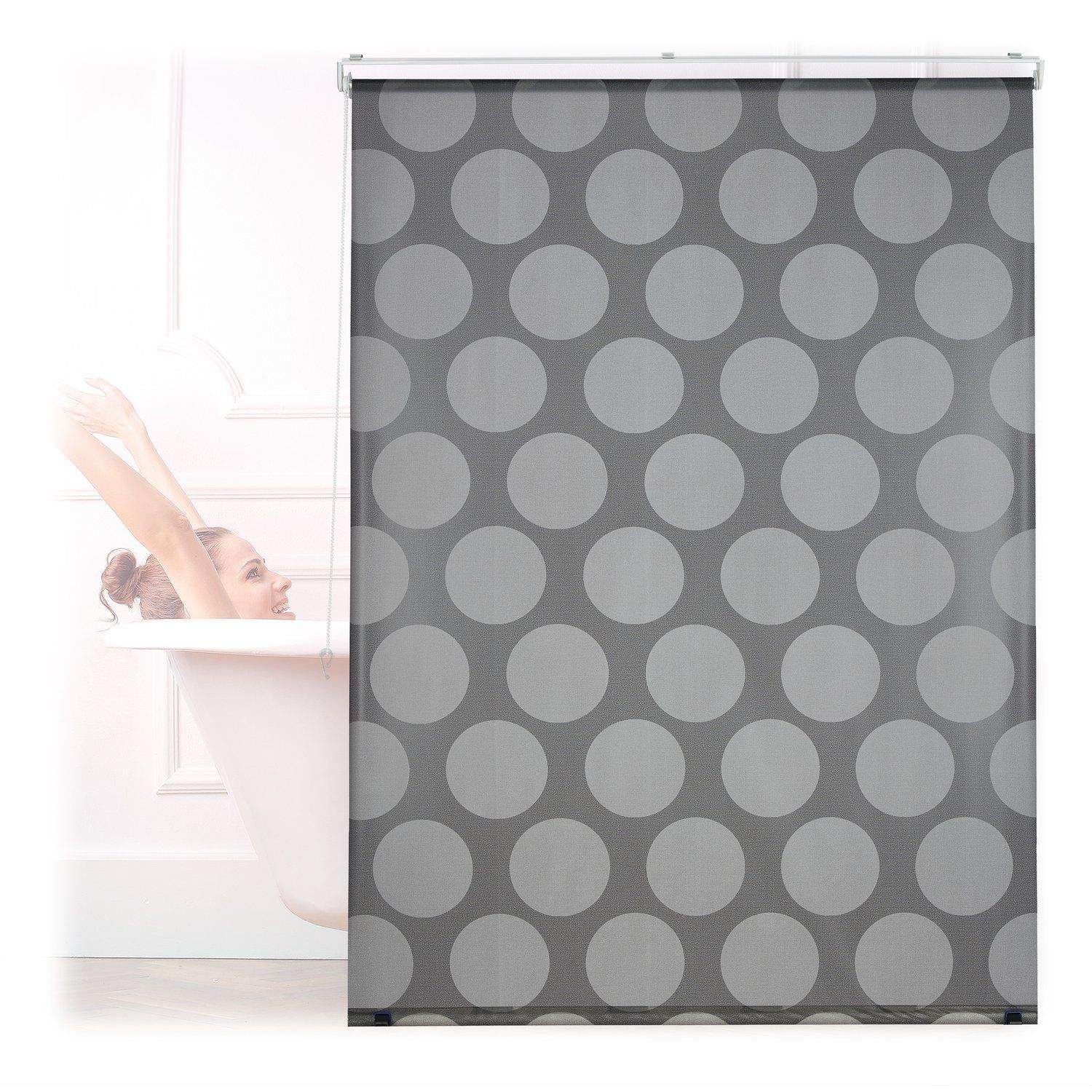 Vandafvisende baderullegardin med grå prikker