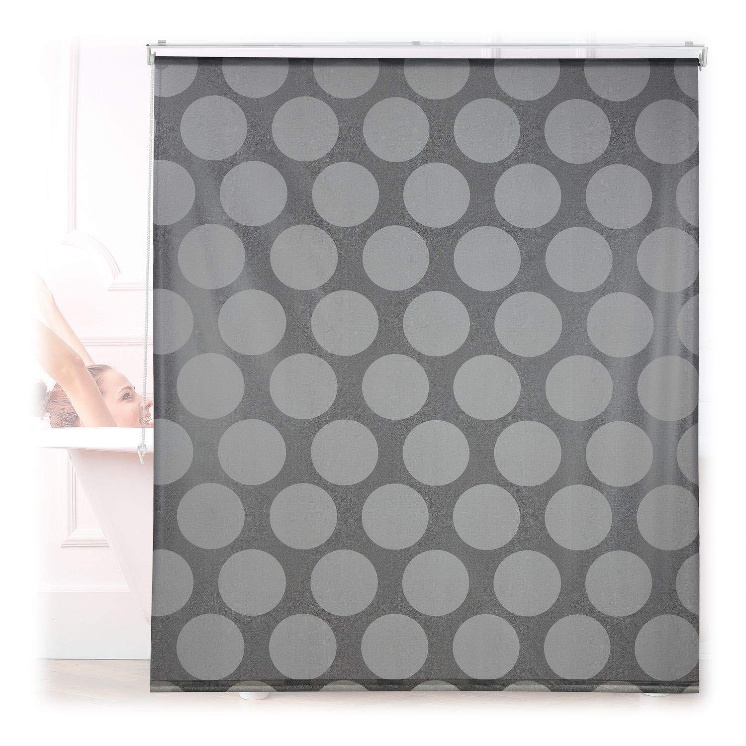 Vandafvisende baderullegardin med prikmønster