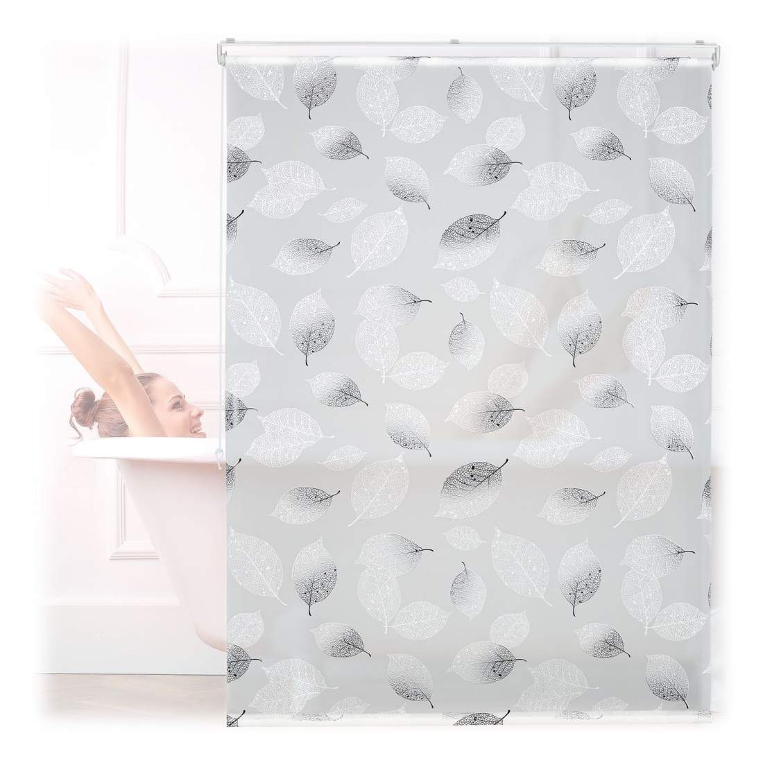 Vattenavvisande bladmönster rullgardin för badrum | Hem & Hobby | Pryloteket