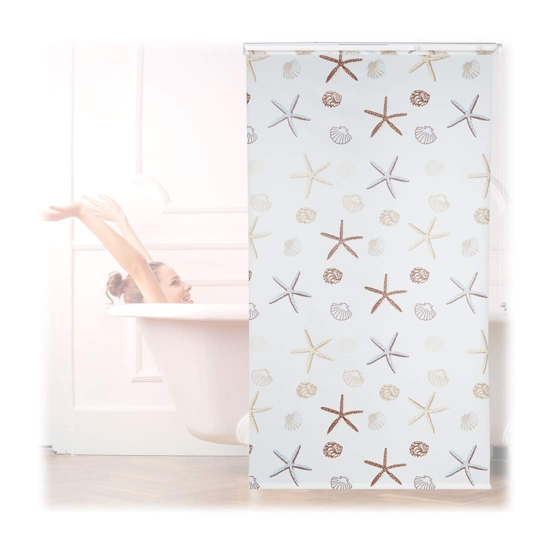 Duschrullgardin – havstryck, vattenavvisande | Hem & Hobby | Pryloteket