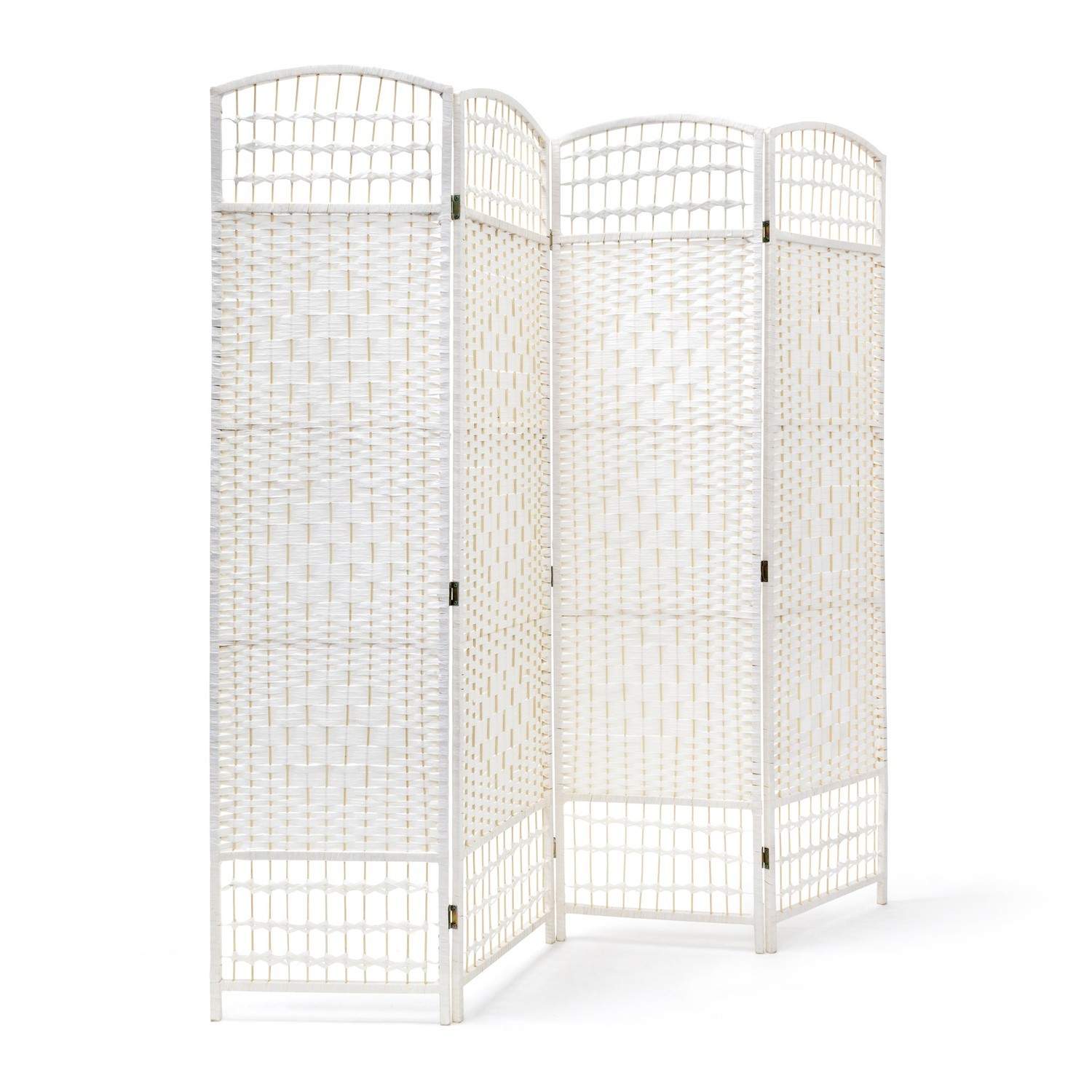 Vit rumsavdelare i trä – 4-panels sekretessskärm | Hem & Hobby | Pryloteket