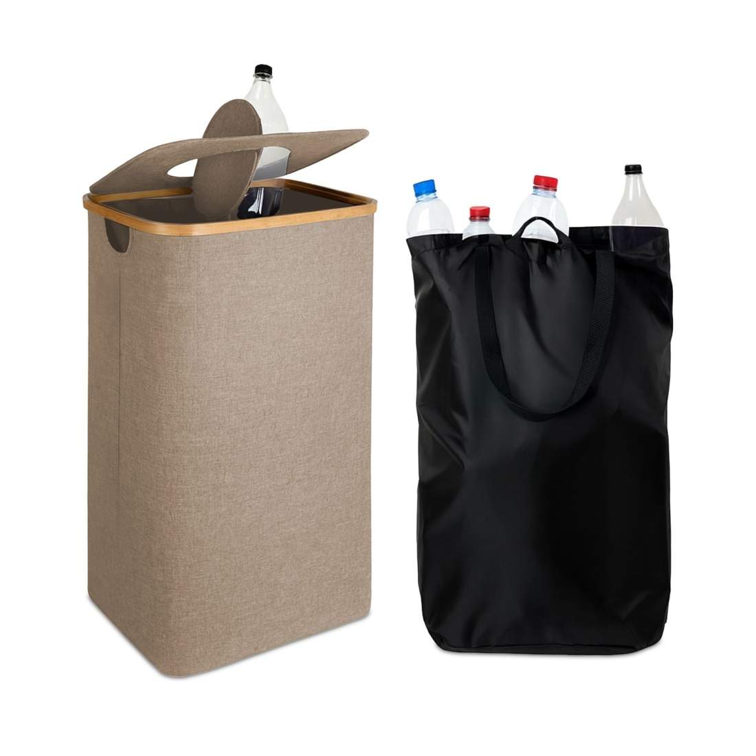 Flasksamlare 100L – Filt, Bambu, Avtagbar Påse | Hem & Hobby | Pryloteket