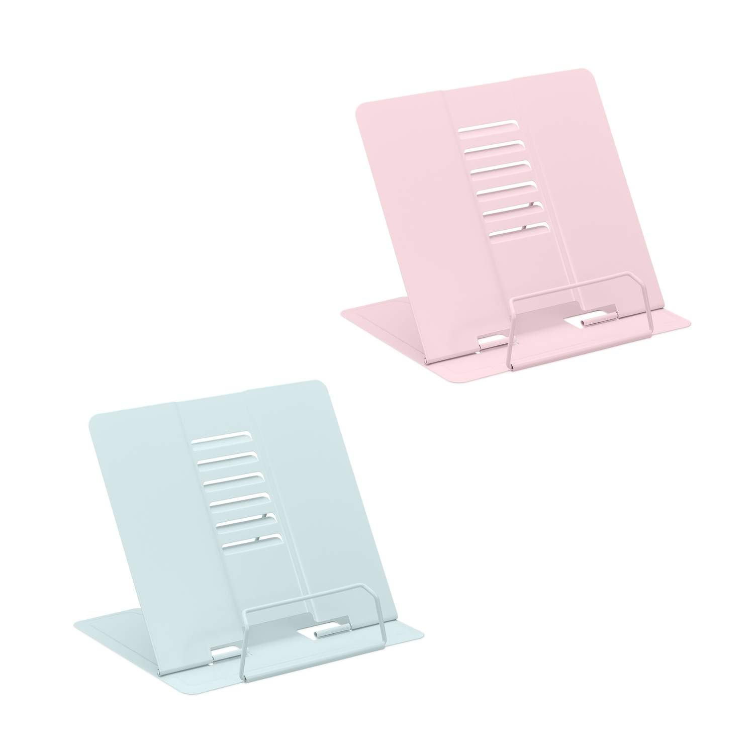 Justerbare metal bogholdere, sæt med 2 – blå/lyserød