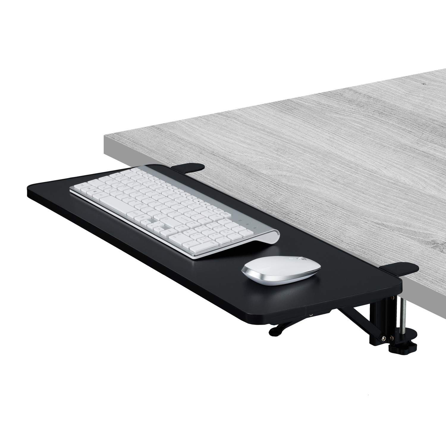 Clamp-On skrivebordsforlænger med foldbar tastaturbakke