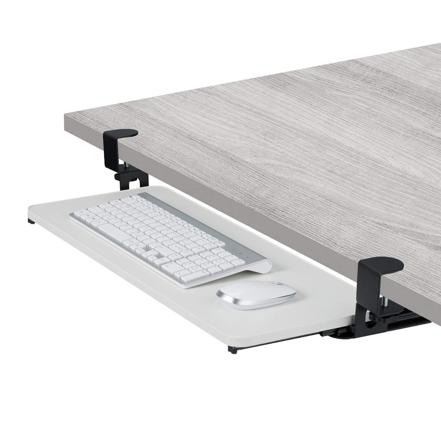 Tastaturbakke under skrivebordet med klemmer – pladsbesparende design