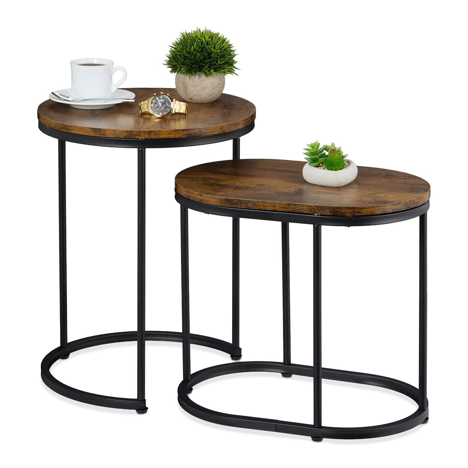 Industriella häckbordsset – träeffekt, metallben | Hem & Hobby | Pryloteket