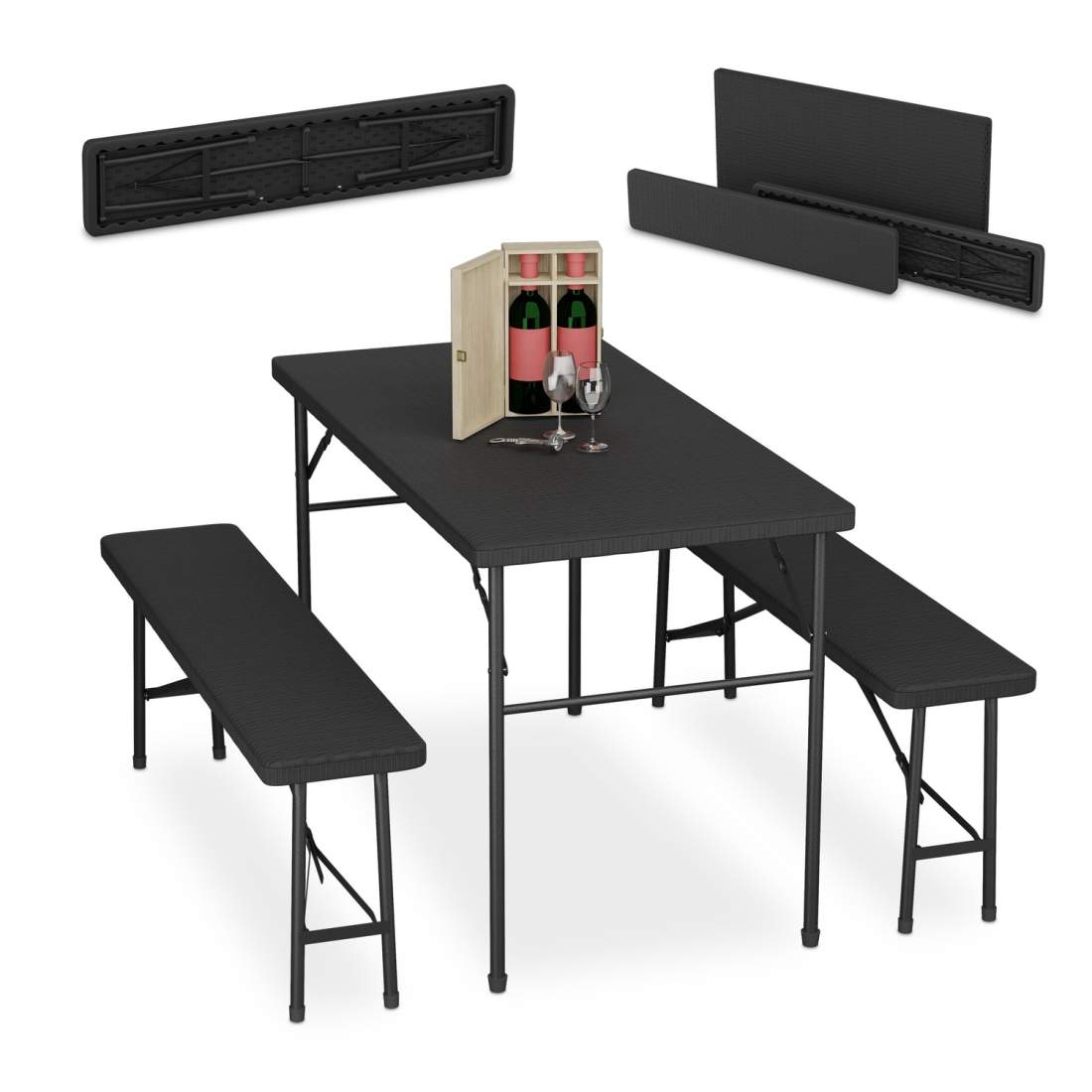 Fällbart öltältset – 3-delat, rottinglook, svart | Hem & Hobby | Pryloteket