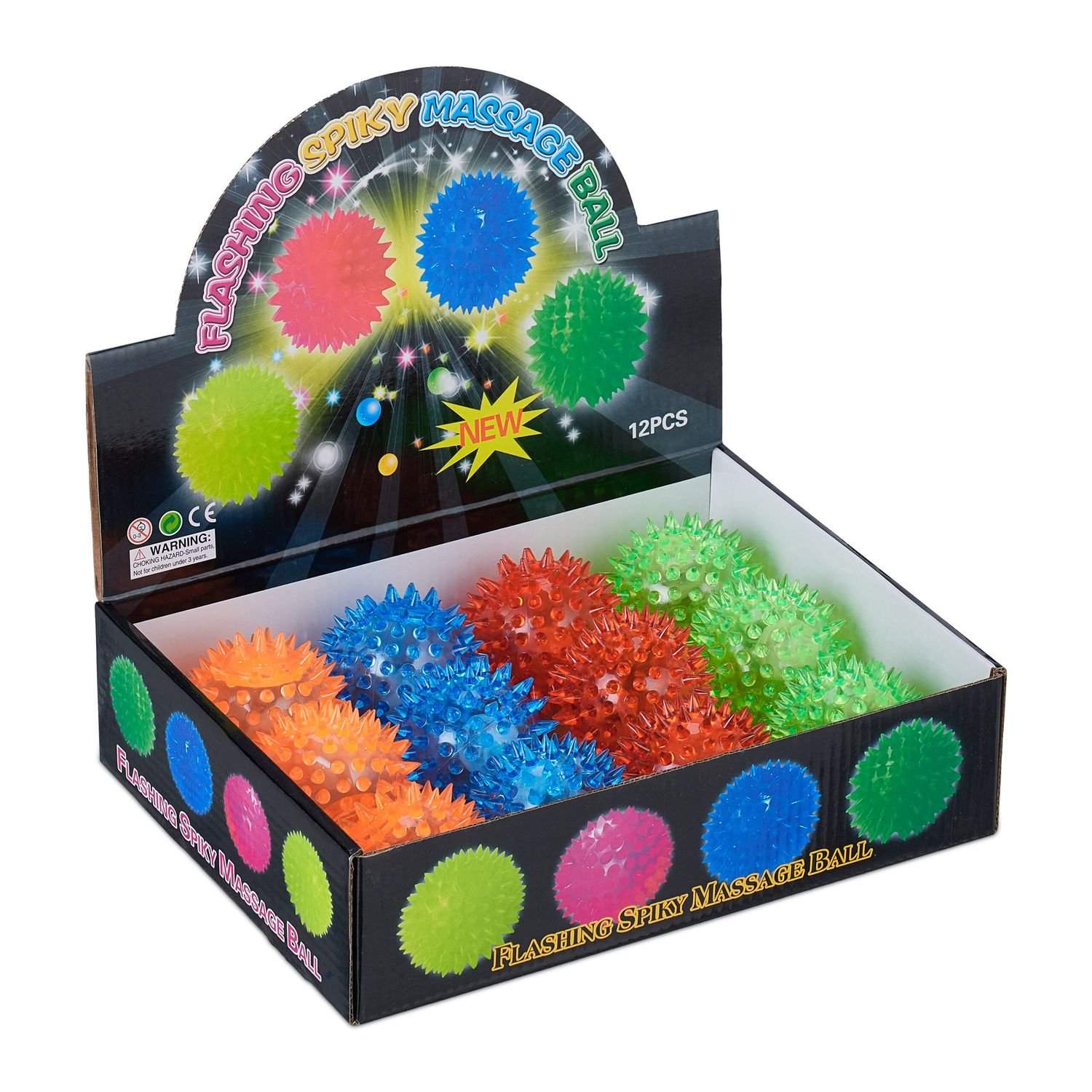Spiky-bolde med LED-lys – Sæt med 12, Multicolor Fun