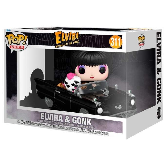 POP Figuuri Deluxe Elvira Mistress of the Dark Gonkin kanssa