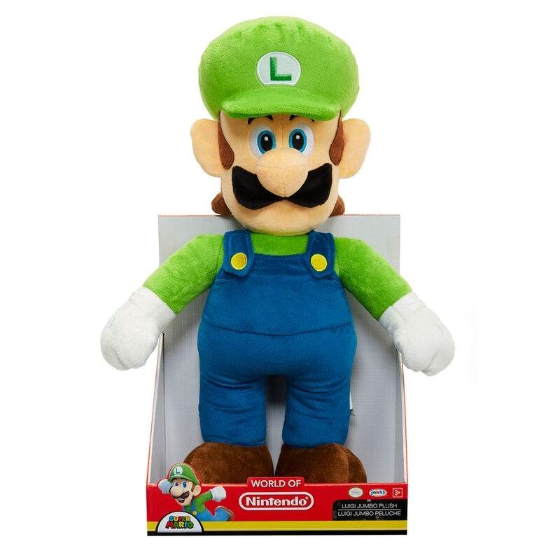 Super Mario Luigi Jumbo Plys legetøj 50 cm, blødt og nuttet