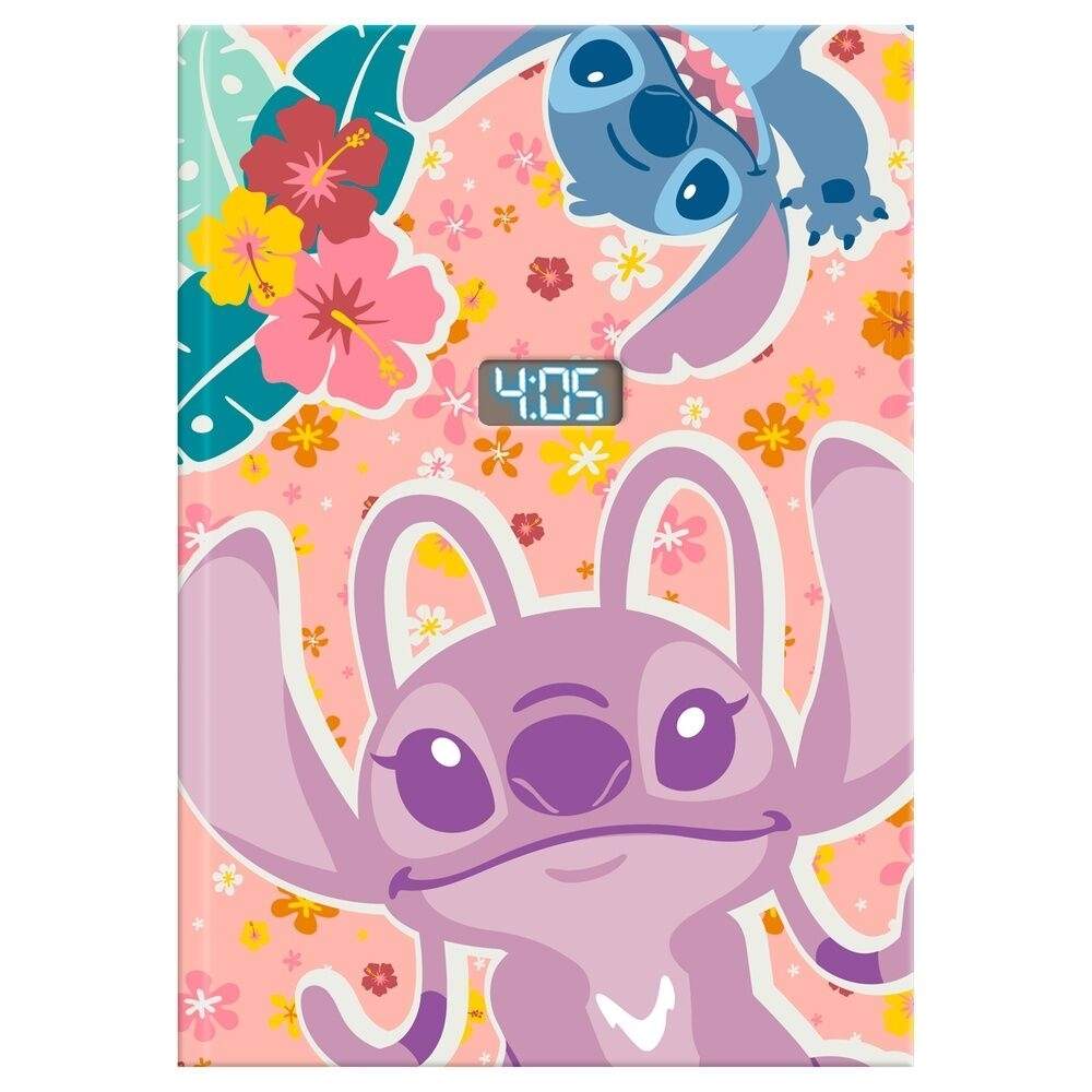 Stitch Notebook med digitalt ur, perfekt til skole og arbejde