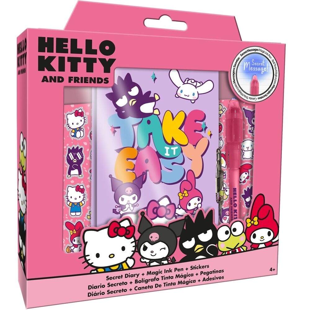 Hello Kitty-dagbog med magisk pen, sødt design, 80 sider
