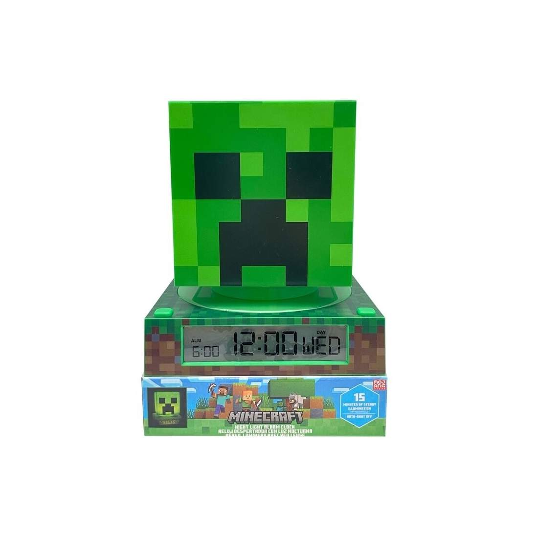 Minecraft 3D-lampa med väckarklocka och LED-ljus | Hem & Hobby | Pryloteket