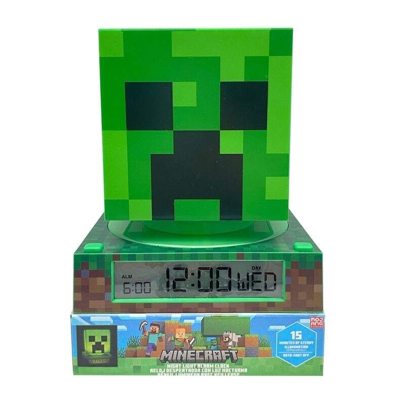 Minecraft 3D-lampe med vækkeur og LED-lys