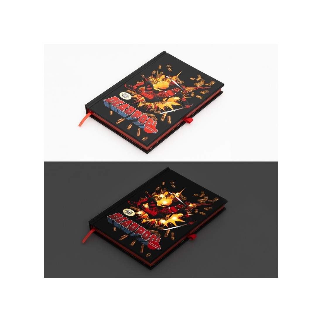 Deadpool A5 Premium LED-anteckningsbok med belysningsskydd | Hem & Hobby | Pryloteket