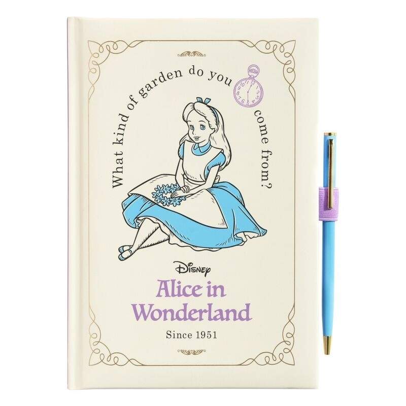 Alice in Wonderland A5 notesbog med pen, førsteklasses kvalitet