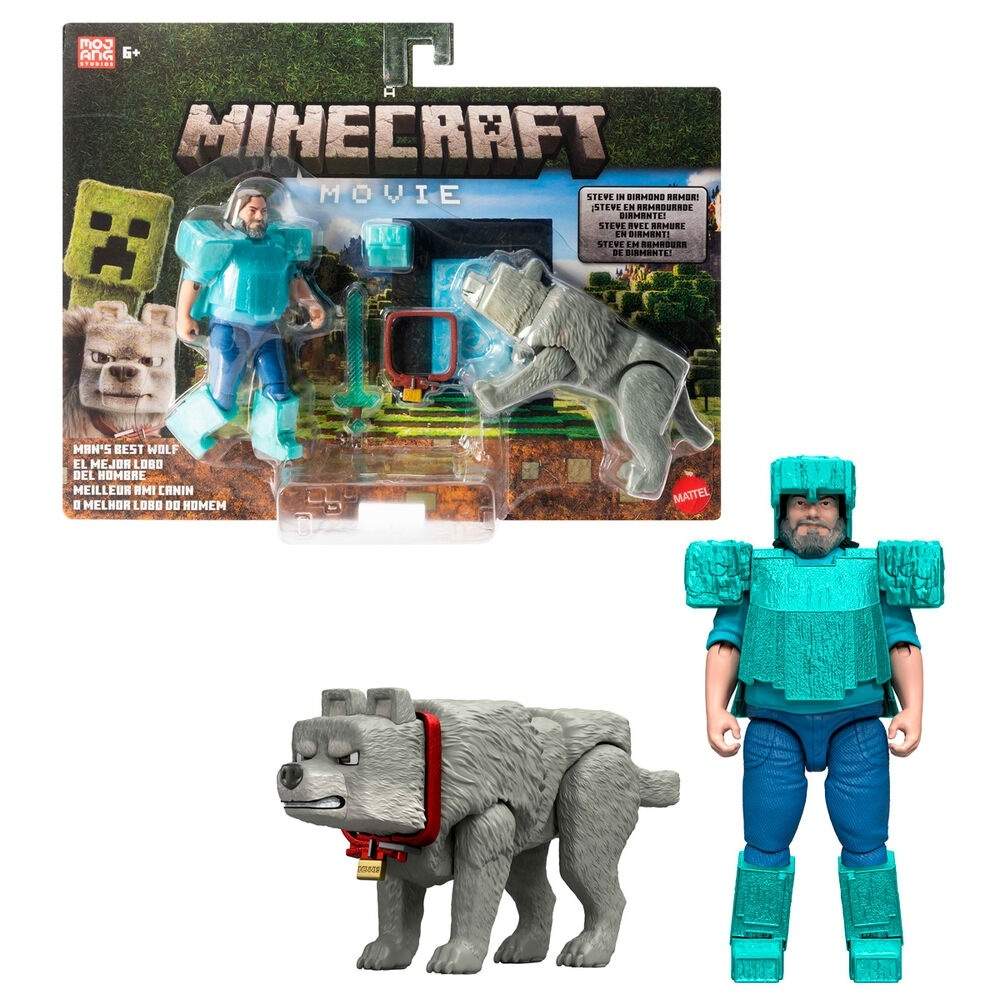 Minecraft-filmen Steve and Wolf Actionfigurer | Hem & Hobby | Pryloteket