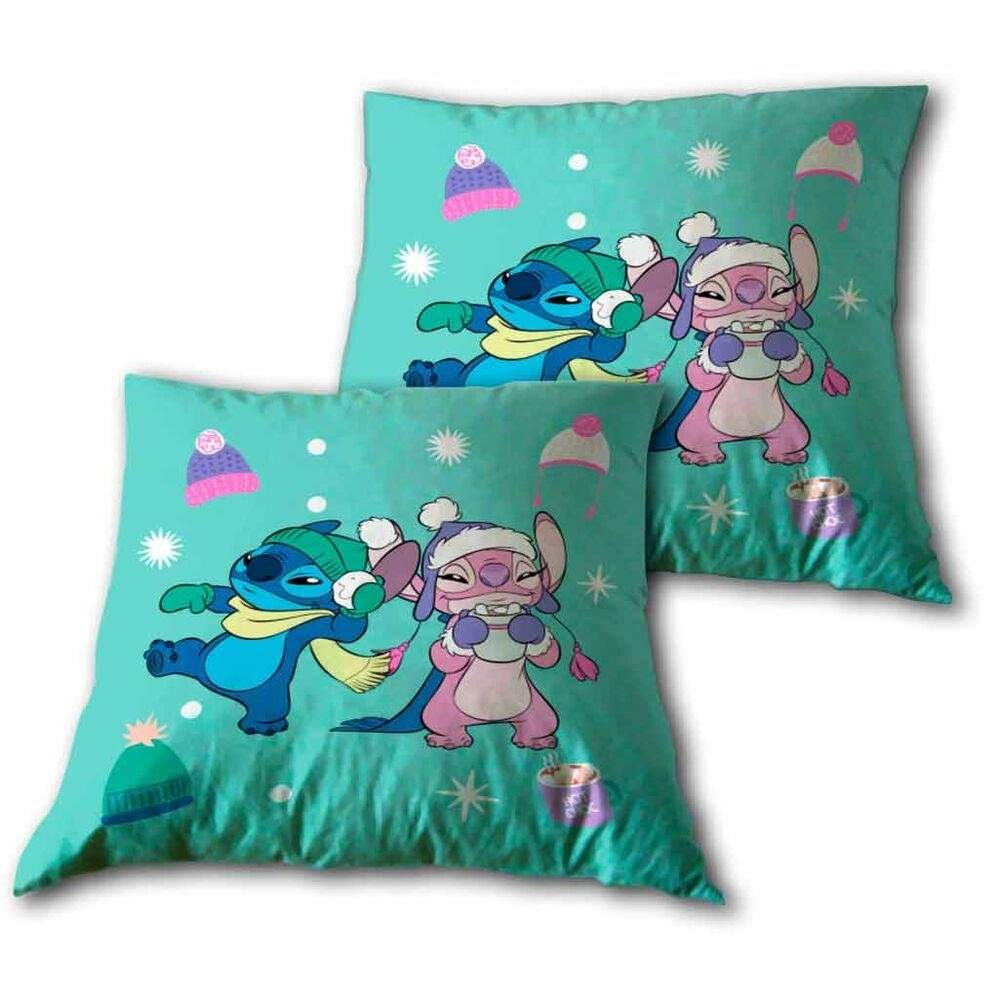 Stitch & Angel Pude - blød plys, 18x18 tommer