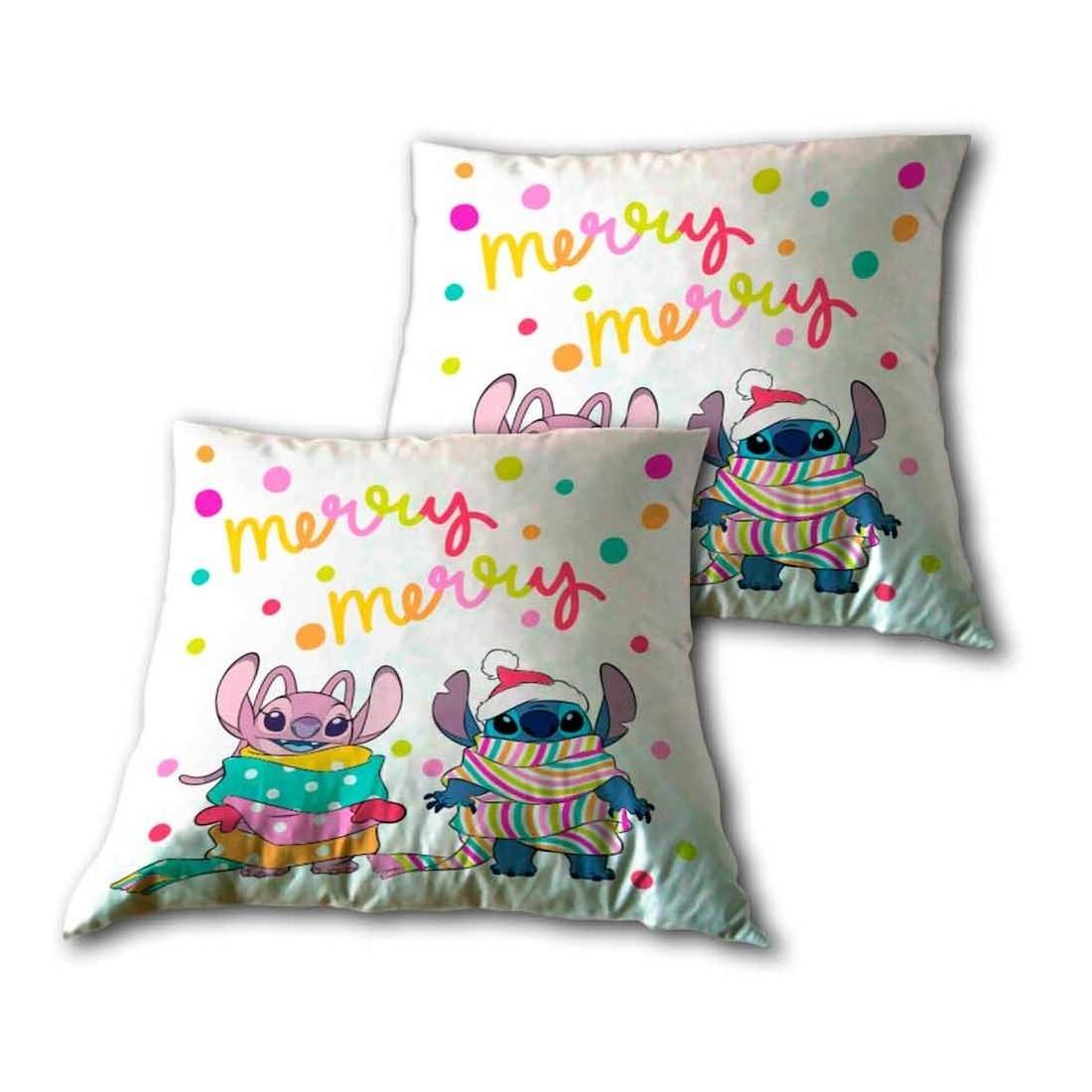 Stitch & Angel Cushion - Mjuk plysch, 18x18 tum | Hem & Hobby | Pryloteket
