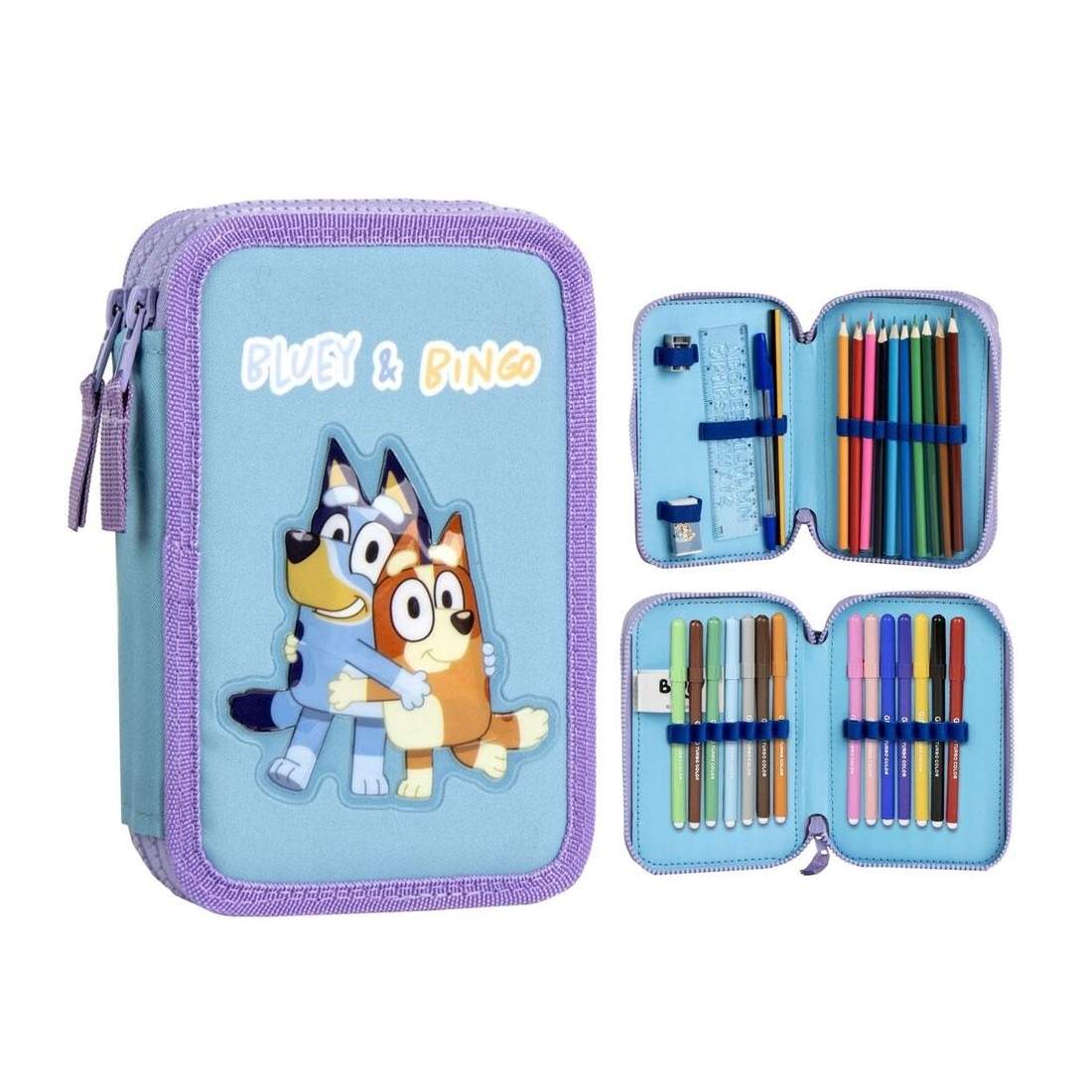 Bluey dubbel pennfodral med dragkedja och stor kapacitet | Hem & Hobby | Pryloteket