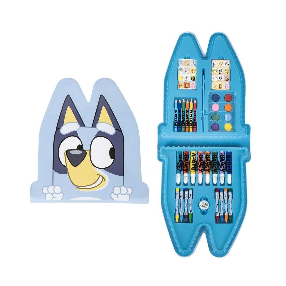 Blåfärgade brevpappersset med markörer och kritor | Hem & Hobby | Pryloteket