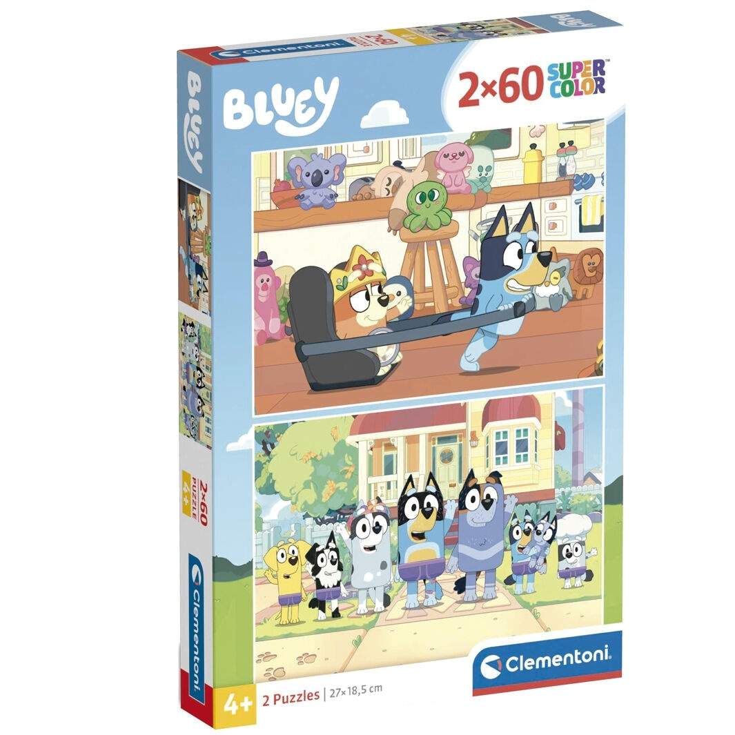 Bluey Puslespil 2-pakke, 60 brikker hver, sjovt for børn