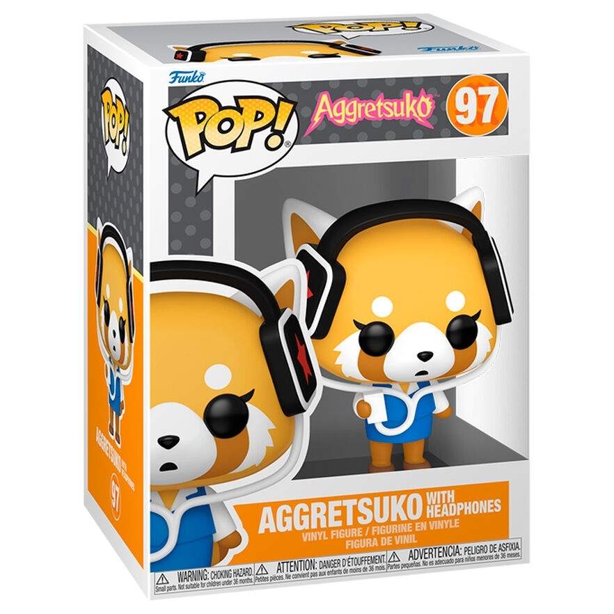Aggretsuko figur med hovedtelefoner, samlerobjekt anime legetøj