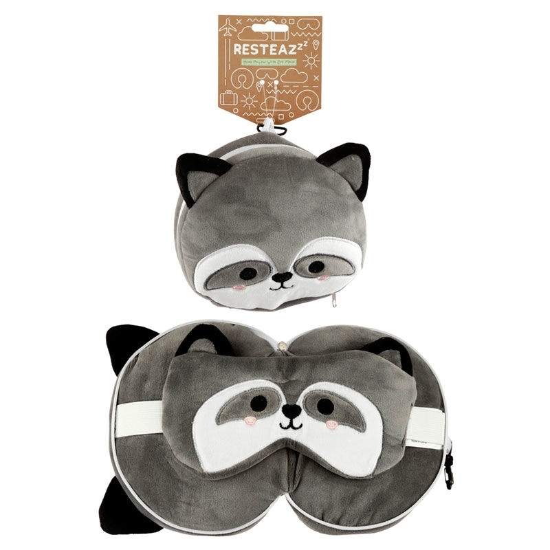 Raccoon Travel Kudde och Ögonmask Set för komfort och avkoppling | Hem & Hobby | Pryloteket