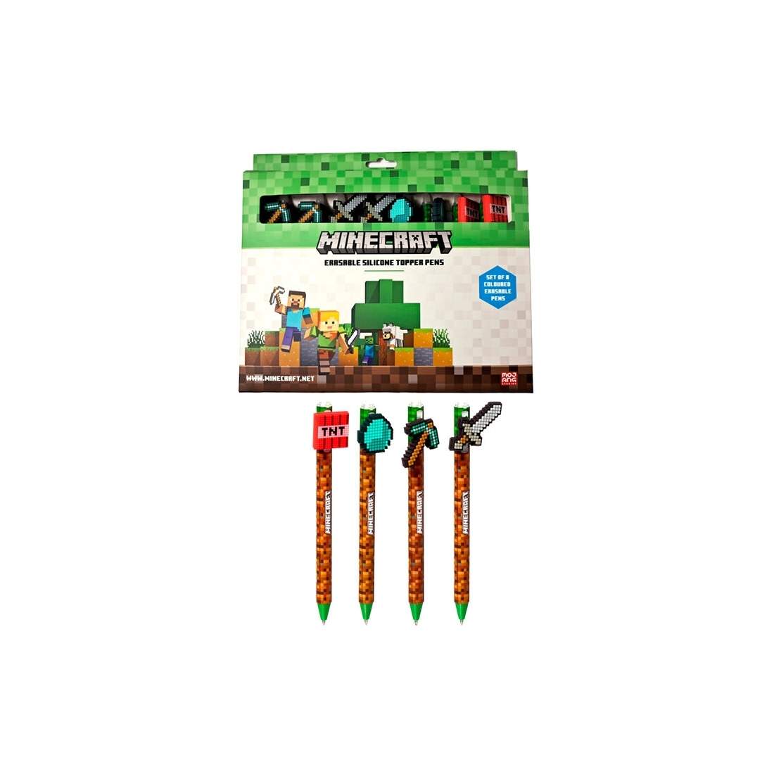 Minecraft Set med 8 raderbara färgpennor för ritning | Hem & Hobby | Pryloteket