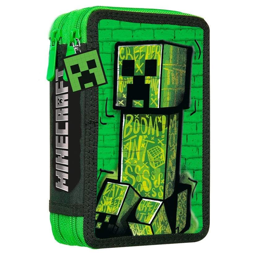 Minecraft dubbelt pennfodral, slitstarkt material, dragkedja | Hem & Hobby | Pryloteket