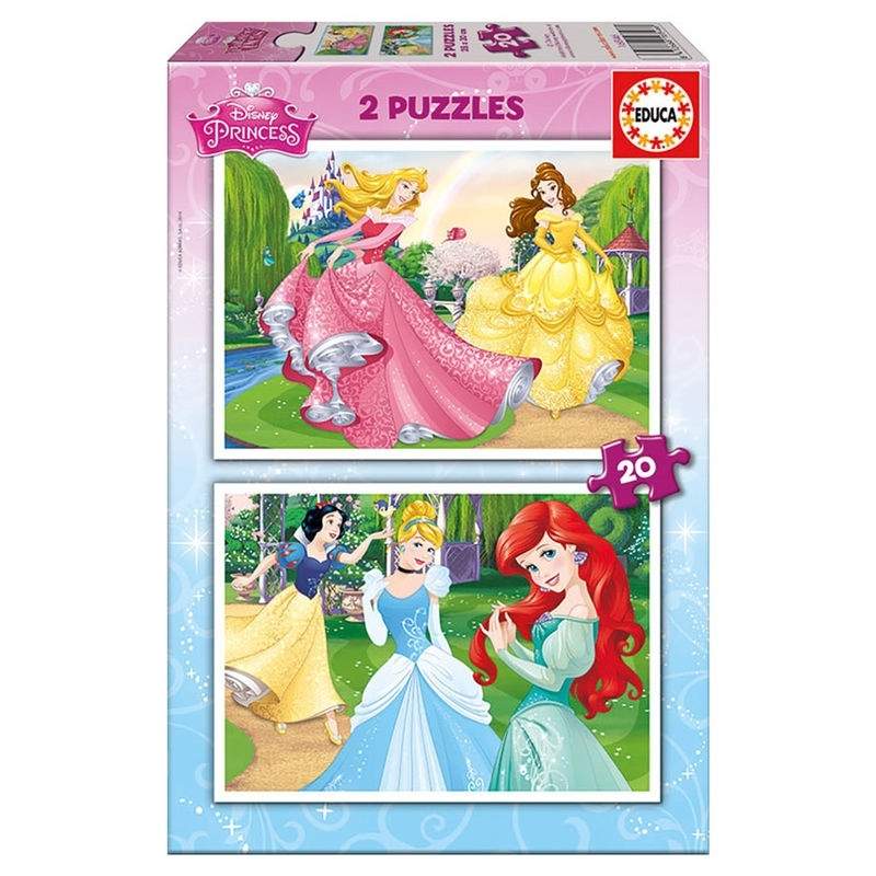 Disney Princess Puslespil 2-pakke, 20 brikker hver
