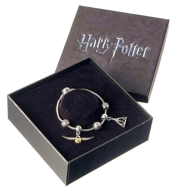 Harry Potter Snitch Charm Armbånd med 3 Spellperler, Sølv