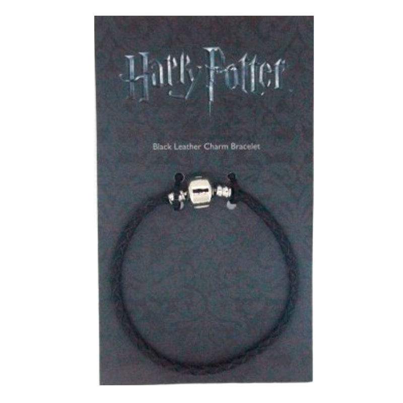 Harry Potter sort læder charme armbånd med justerbar størrelse