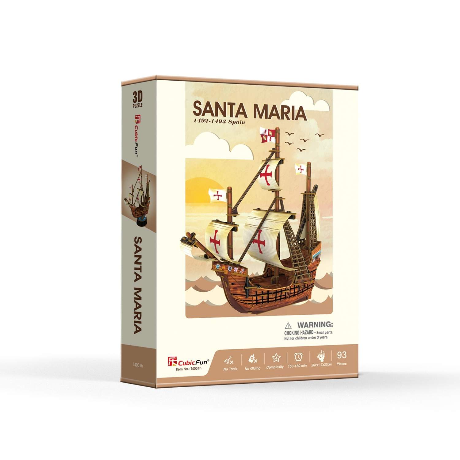 3D-puslespil af Santa Maria-skib, sjovt for alle aldre