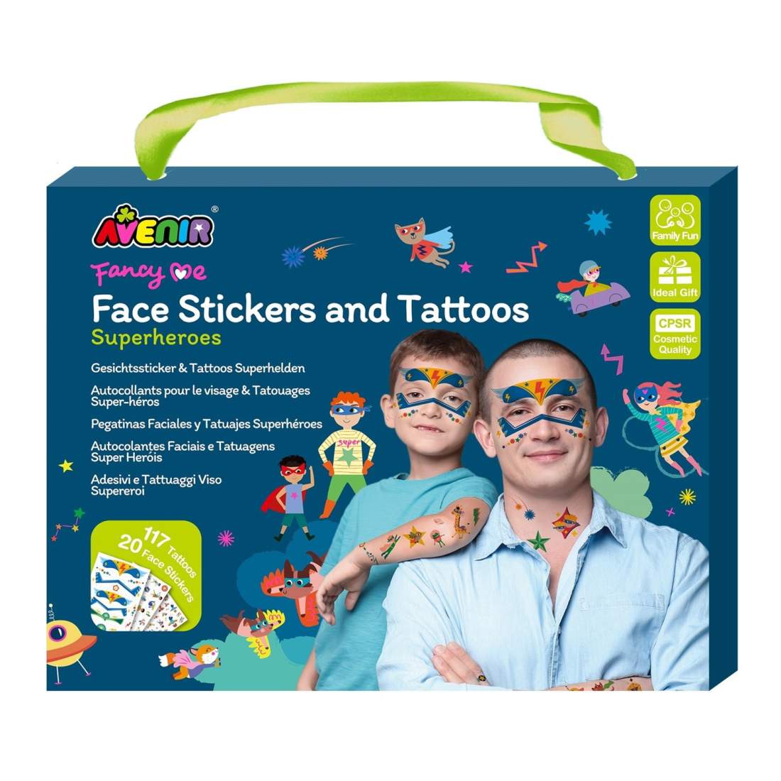 Superhjälteansiktsklistermärken och tillfälliga tatueringar för barn | Hem & Hobby | Pryloteket