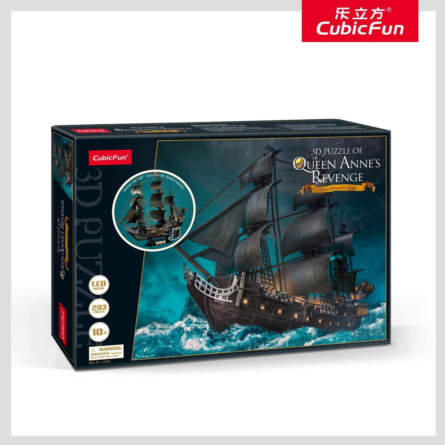 3D-puslespil med LED-belysning, Queen Anne's Revenge Design