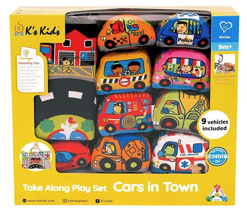 Cars in Town Baby legemåtte, blød, stor størrelse, nem at rengøre