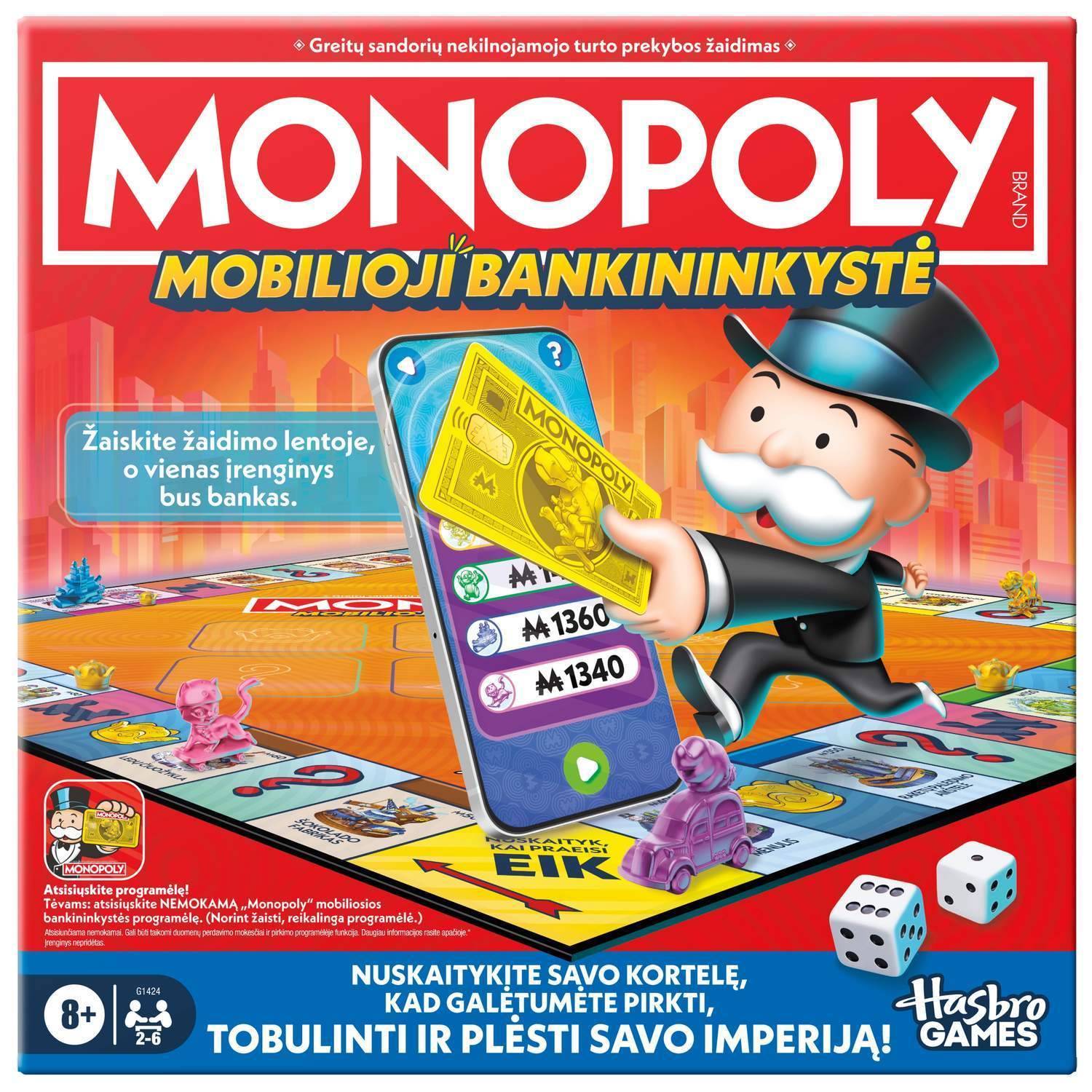 Monopolbrætspil med App Banking - Litauisk udgave