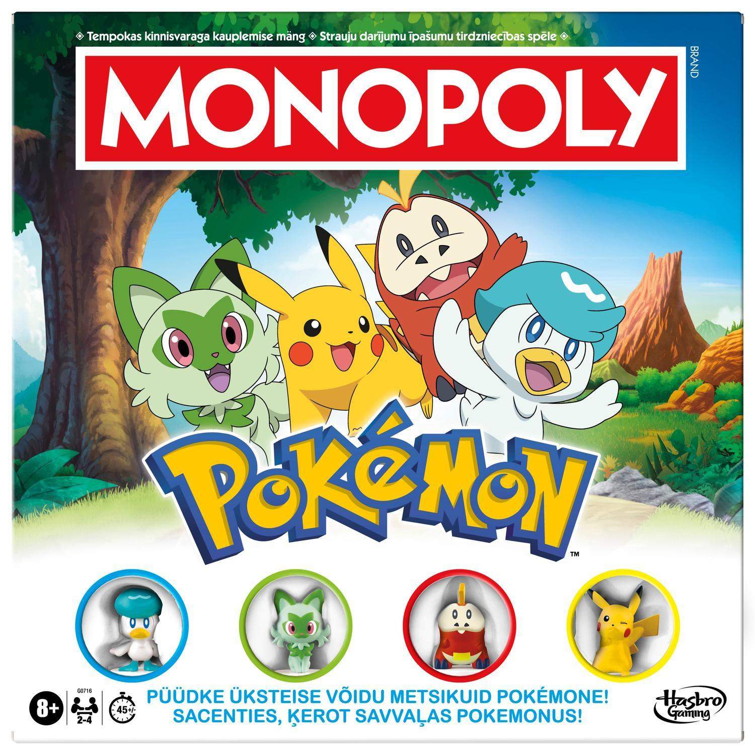 Monopolbrætspil med Pokémon på estisk og lettisk