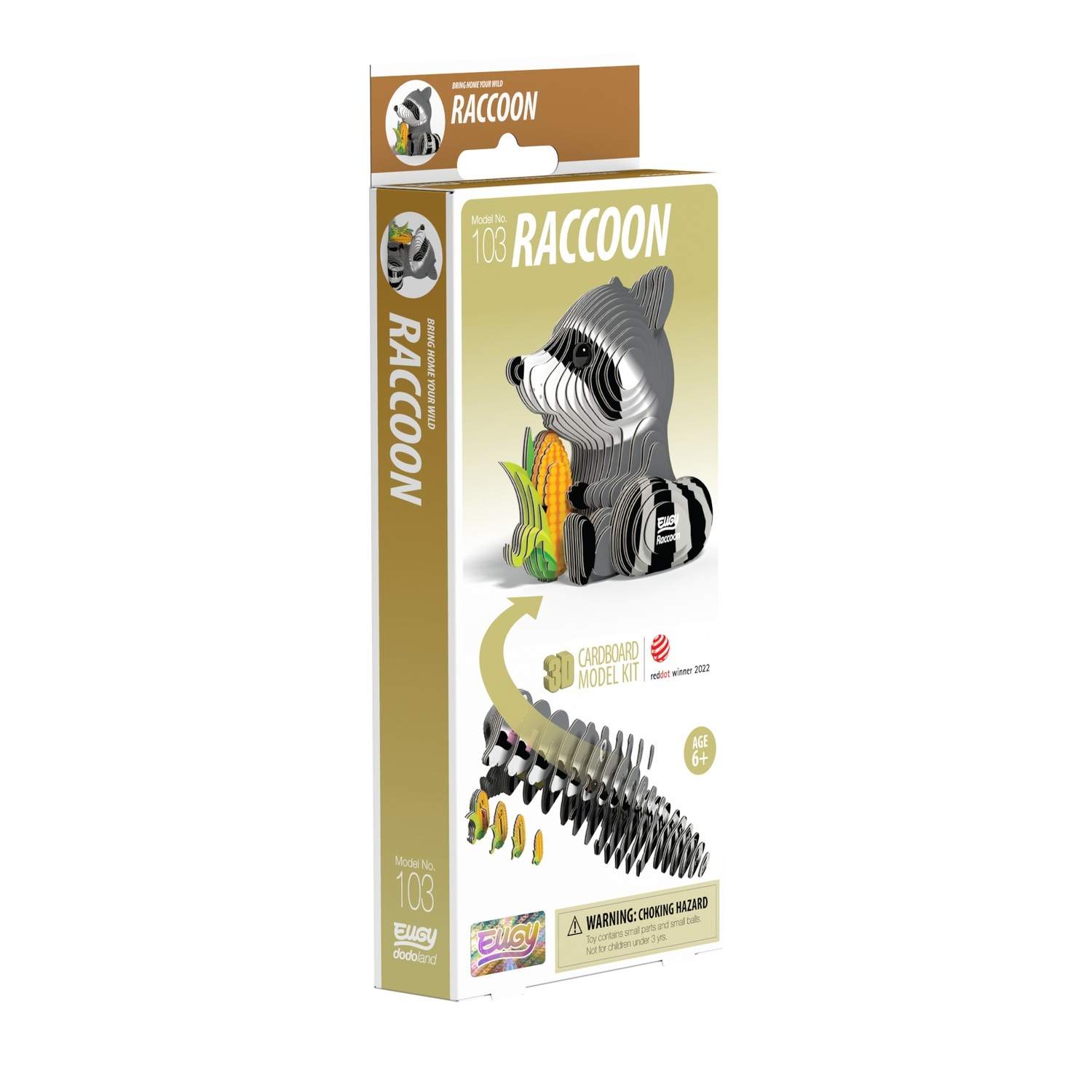 3D Cardboard Model Kit - Vaskebjørn Craft til børn og voksne