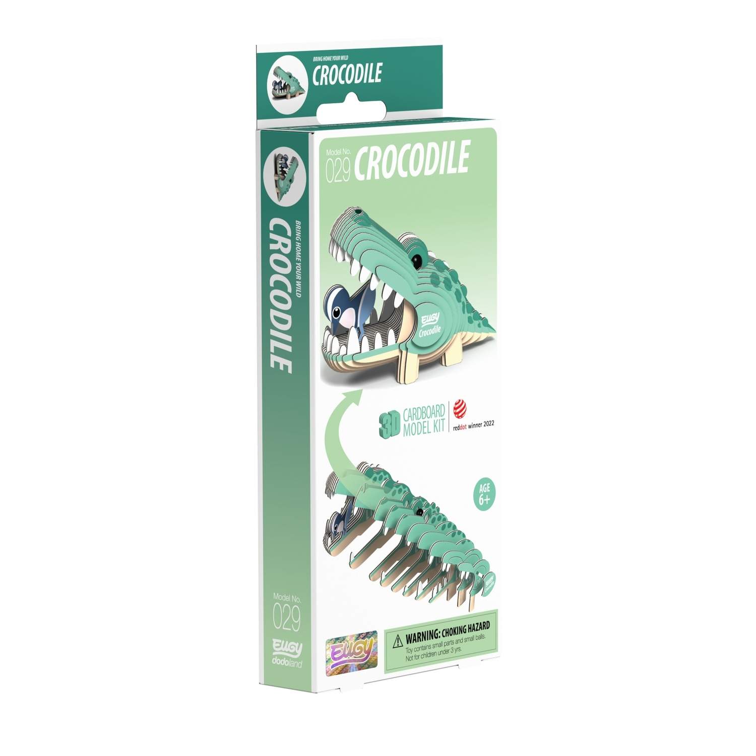 Crocodile 3D Cardboard Model Kit til kreativ byggesjov