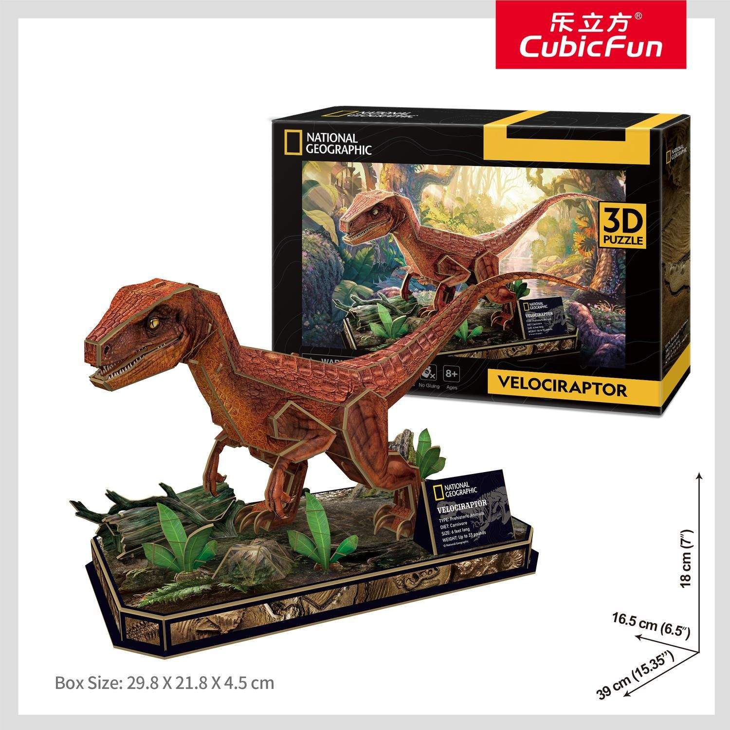 3D Velociraptor-puslespil, National Geographic, sjovt for alle aldre