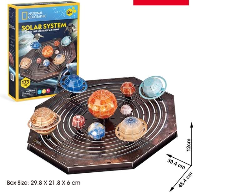 3D solsystem puslespil til børn, pædagogisk sjov aktivitet