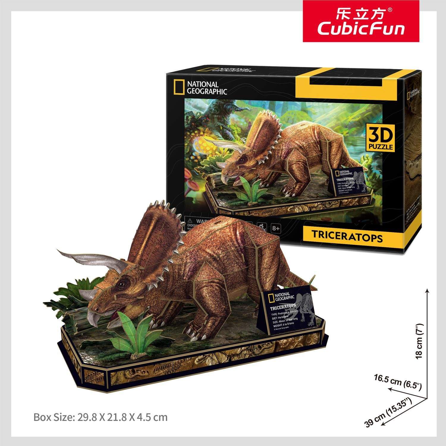 Triceratops 3D-puslespil, National Geographic, pædagogisk legetøj