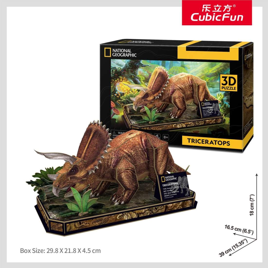 Triceratops 3D-pussel, National Geographic, pedagogisk leksak | Hem & Hobby | Pryloteket