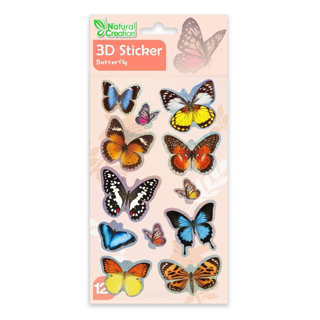 3D Butterfly Stickers, Natural Creation, Set med 10 st | Hem & Hobby | Pryloteket