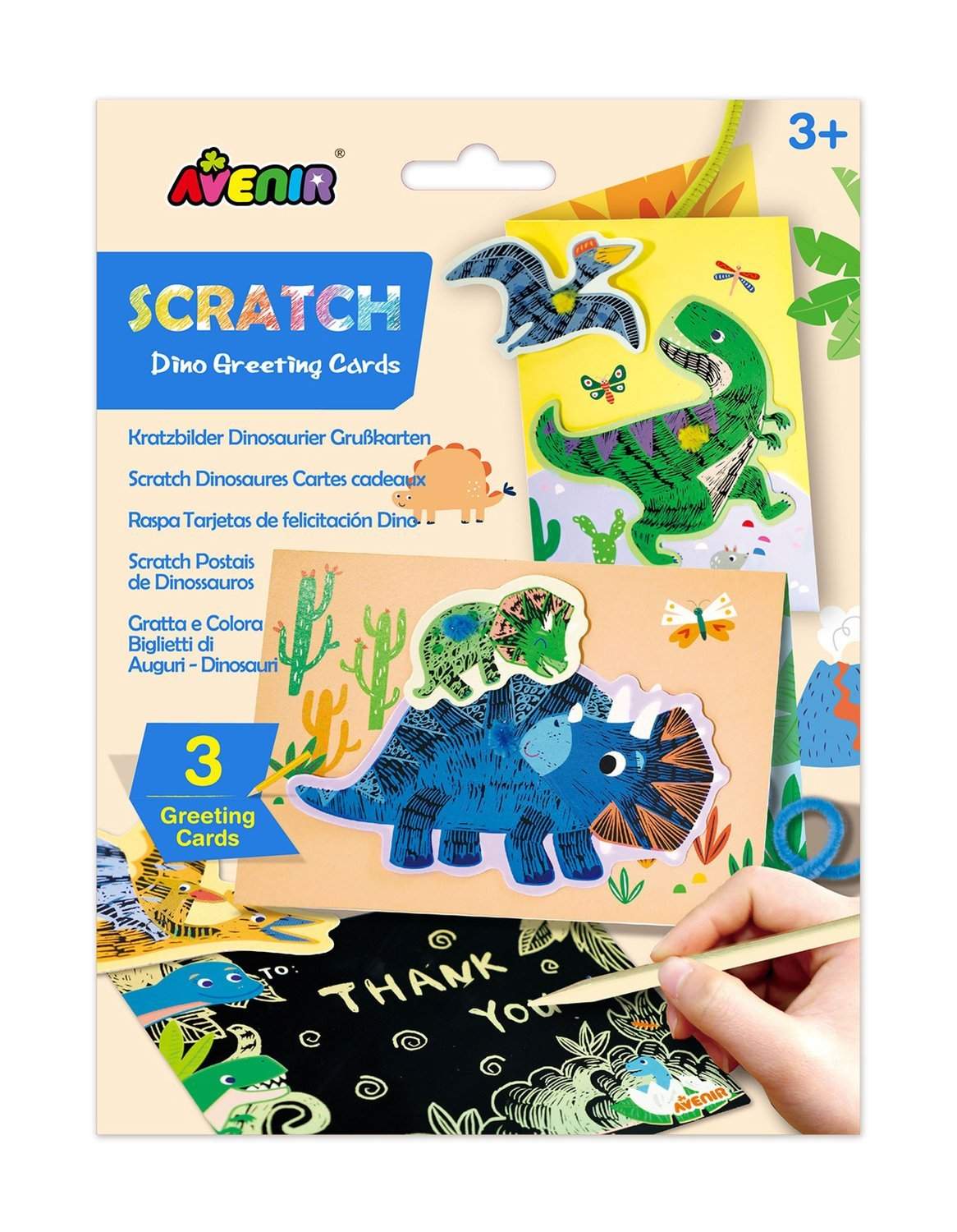 Dinosaur Scratch-Off lykønskningskort til børn, sjov overraskelse