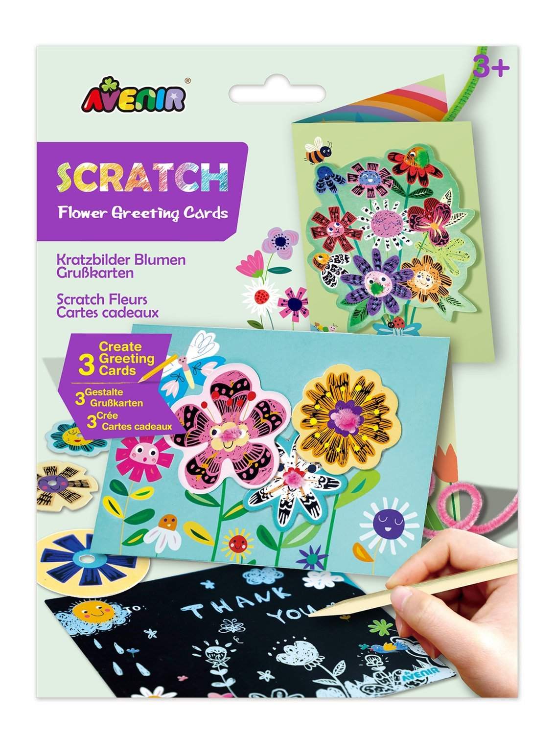 Skrab-off lykønskningskort med blomsterdesign