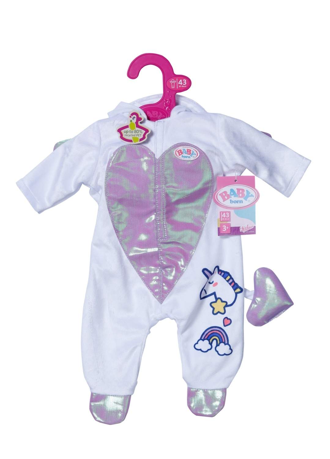 Unicorn Baby Onesie, 43 cm, blødt bomuldsstof